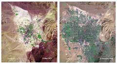 By comparing the two images of Las Vegas, Nevada,